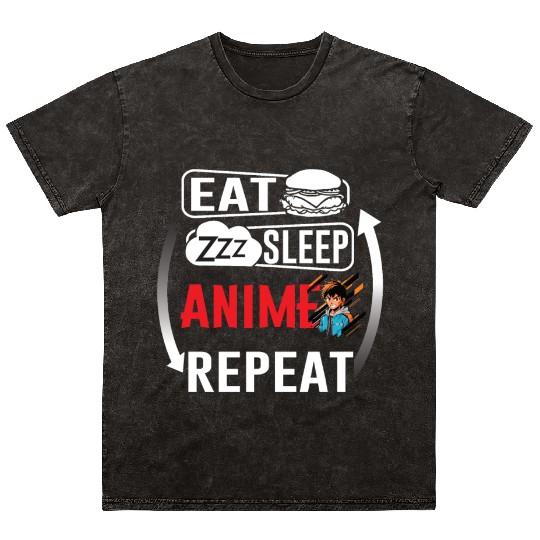 Eat Sleep Anime Repeat Ramen Kawaii Japanese Manga Mineral Wash T Shirts