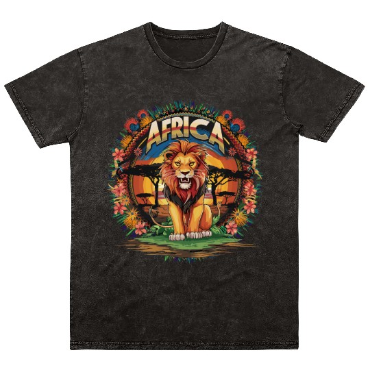 Majestic African Lion Safari Adventure Mineral Wash T Shirts