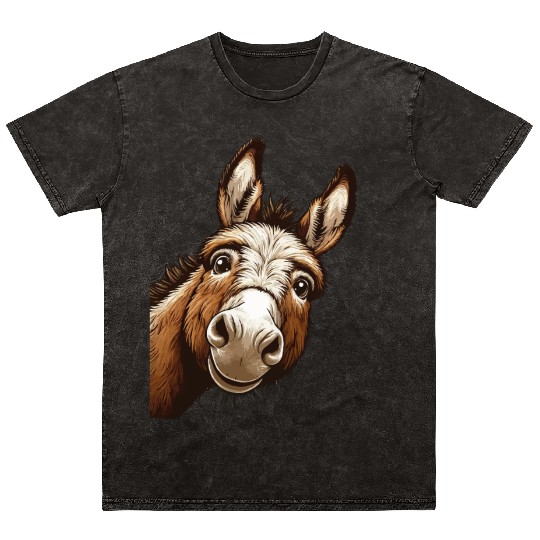 Funny Donkey Art Donkey Face Curious Donkey Lover Mineral Wash T Shirts