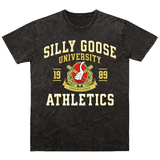 Silly Goose University Athletics Funny Goose Sport Mineral Wash T Shirts