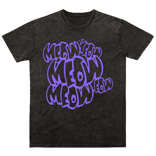 Many Funny Meow Cat Meow Comic Letters Text Quote Mineral Wash T Shirts