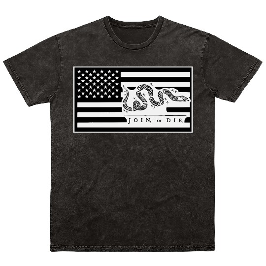 Join Or Die Flag 1776 LIKE US ON FACEBOOK # Mineral Wash T Shirts