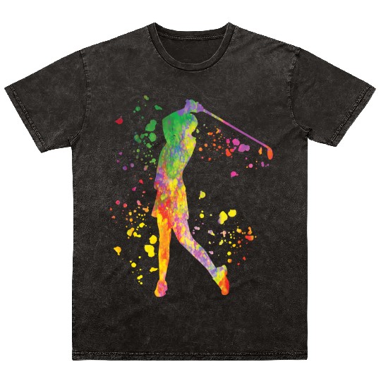 Golfer Colorsplash Kids Miniature Golf Mineral Wash T Shirts