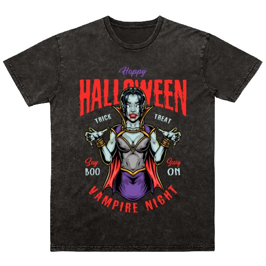 Halloween Vampire Night Mineral Wash T Shirts
