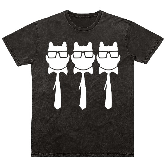 3 Smart Nerd Cat Horn-Rimmed Glasses Geek Tie Team Mineral Wash T Shirts