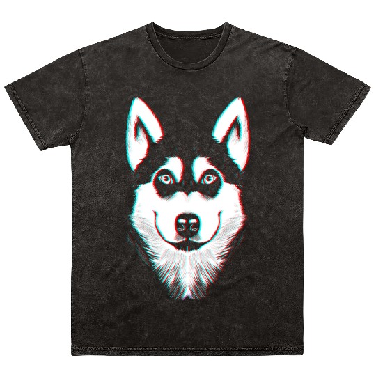 Dog Lover Vintage Siberian Husky Dog Face Mineral Wash T Shirts