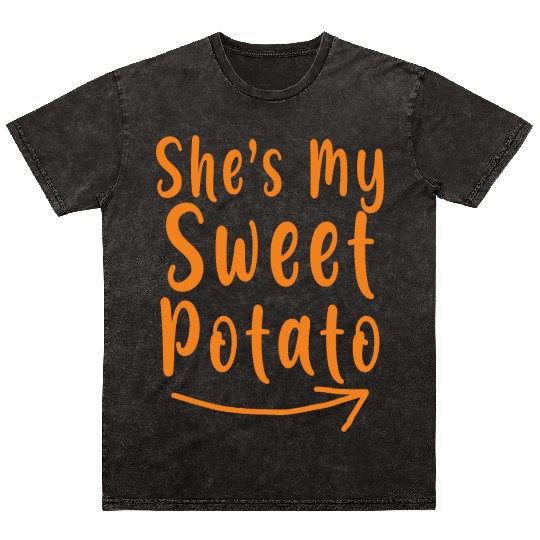 She's My Sweet Potato Thanksgiving Matching Couple Mineral Wash T Shirts