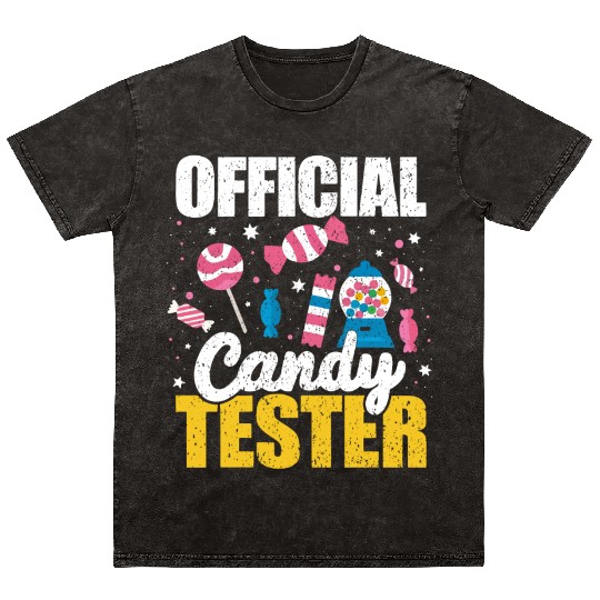Kids Women Official Candy Tester For Candy Lover Mineral Wash T Shirts