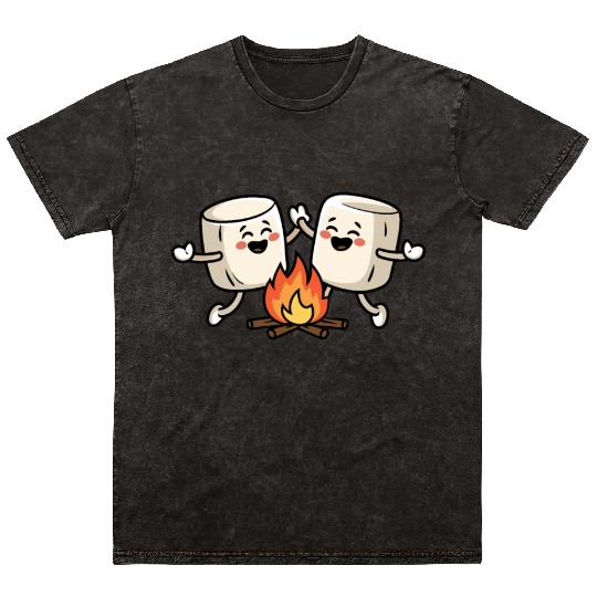 Happy Campfire Marshmallow Friends S'mores Mineral Wash T Shirts