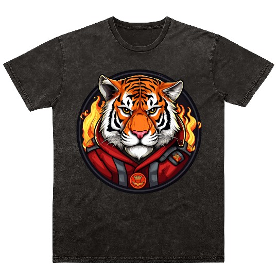 Tiger Firefighter Mineral Wash T Shirts