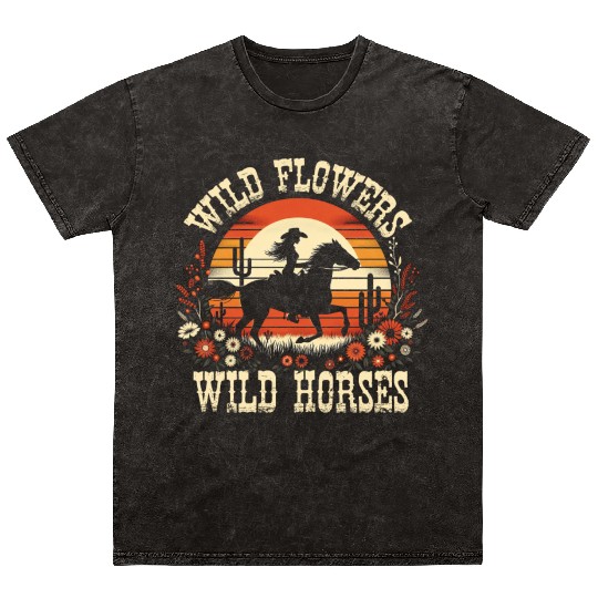 Wildflowers Wild Horses Women's Wildflowerswomens Mineral Wash T Shirts