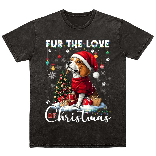 Beagle Christmas Tree Lights Decorations Dog Lover Mineral Wash T Shirts