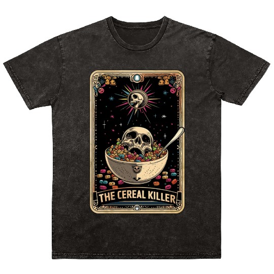 Cereal Killer Tarot Card Horror Movies True Crime Mineral Wash T Shirts