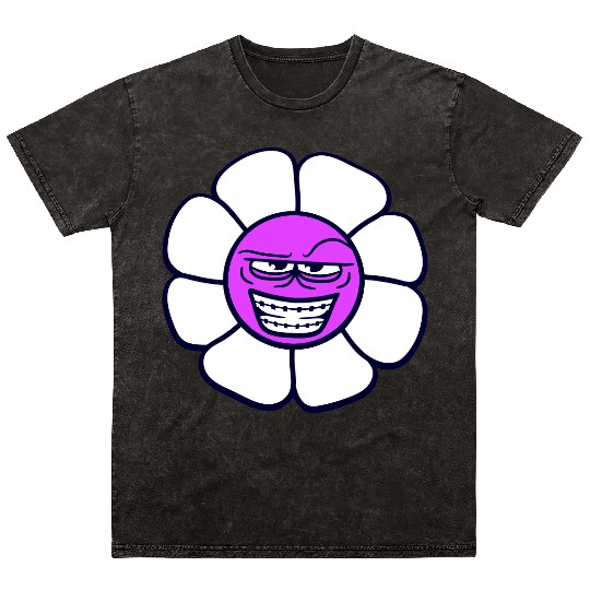 Bad Evil Smile Flower Funny Horror Halloween Face Mineral Wash T Shirts