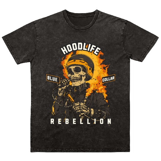 Skeleton Welder in Flames - HoodLife Welder Gift D Mineral Wash T Shirts