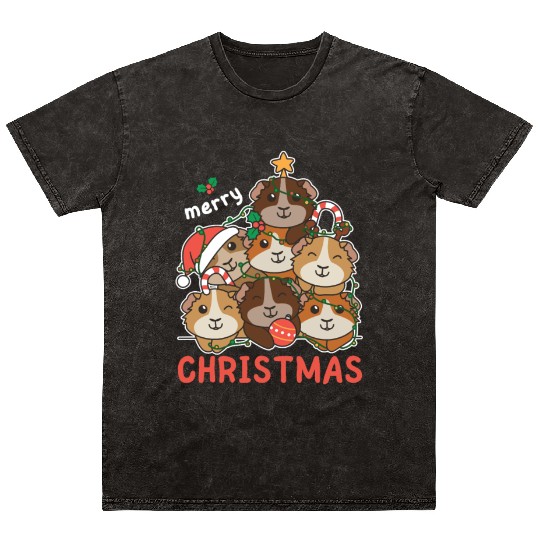 Guinea Pig Christmas Tree Merry Christmas Mineral Wash T Shirts