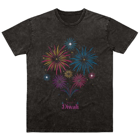 Joyous Fireworks for Diwali Festival Mineral Wash T Shirts