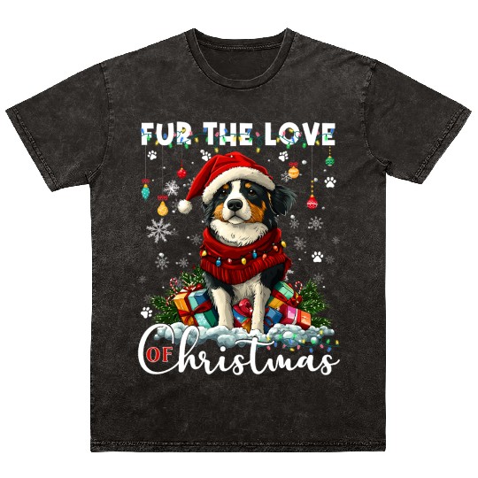 Australian Shepherd Christmas Tree Decorations Dog Mineral Wash T Shirts