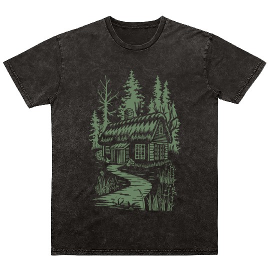 Dark Cottagecore Forest Cabin Fantasy Mineral Wash T Shirts