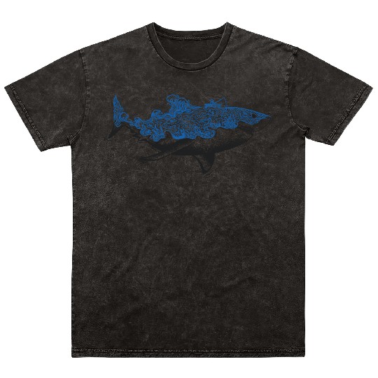 Shark Ocean Lover Design Mineral Wash T Shirts