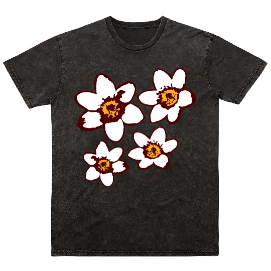 Beautiful White Daisies Flowers Spring Summer Fun Mineral Wash T Shirts
