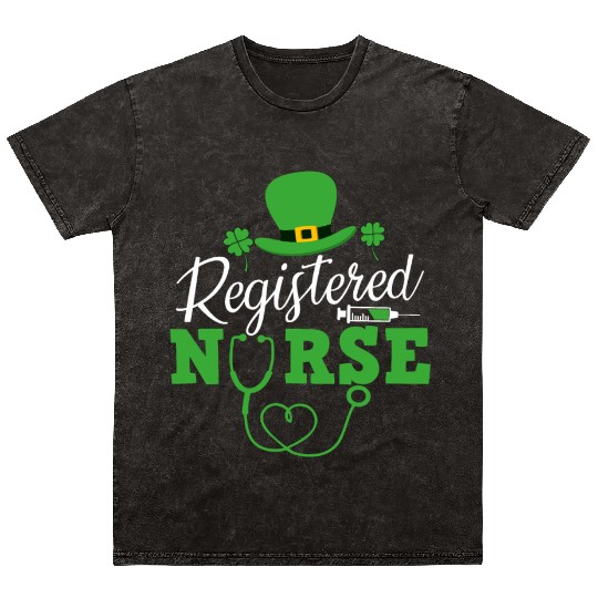 Registered Nurse St Patricks day Shamrock Nursing Mineral Wash T Shirts