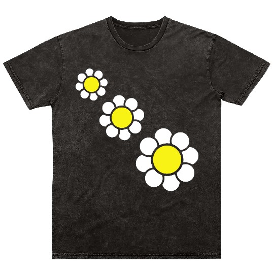 3 White Daisies Flowers Spring Summer Pretty Mineral Wash T Shirts