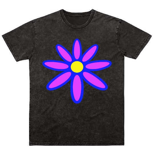Small Daisy Flower Purple Decorative Nature Design Mineral Wash T Shirts