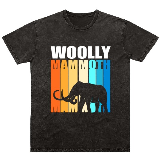 Retro Colorful Woolly Mammoth Elephant Mineral Wash T Shirts