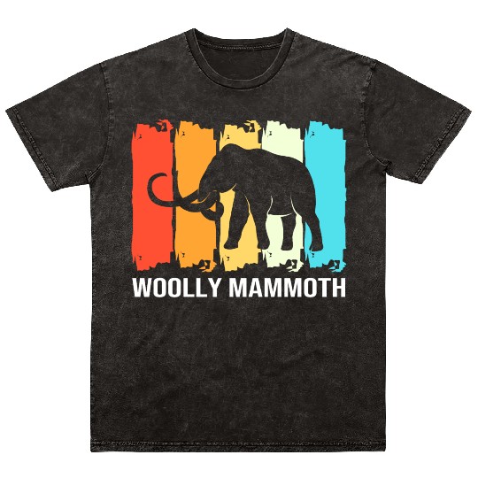 Retro Vintage Woolly Mammoth Elephant Silhouette Mineral Wash T Shirts