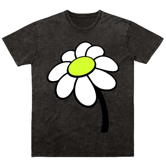 Small Daisy Flower White Decorative Nature Design Mineral Wash T Shirts