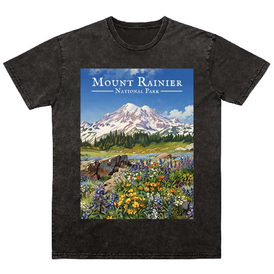 Mount Rainier Paradise Meadows Mineral Wash T Shirts