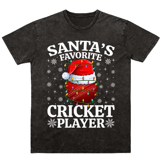 Santa's Favorite Cricket Player Mineral Wash T Shirts