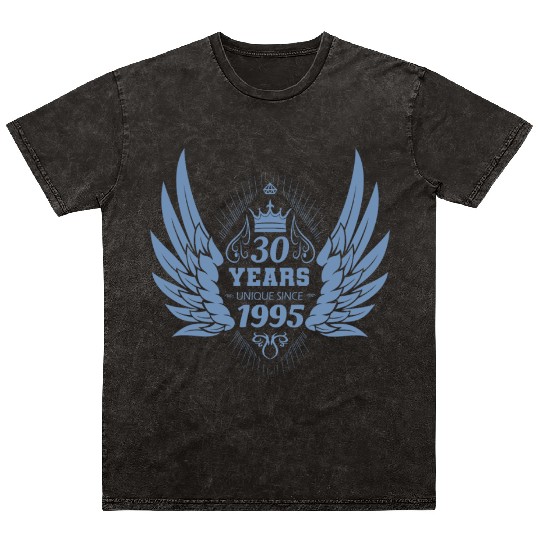 30 Years Unique Since 1995 Angel Crown Mineral Wash T Shirts