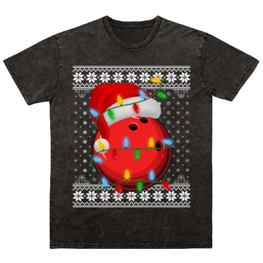 Bowling Ball Christmas Mineral Wash T Shirts