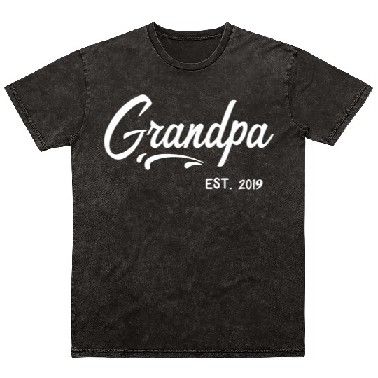 Grandparents Grandpa Established 2019 Grandfather Mineral Wash T Shirts