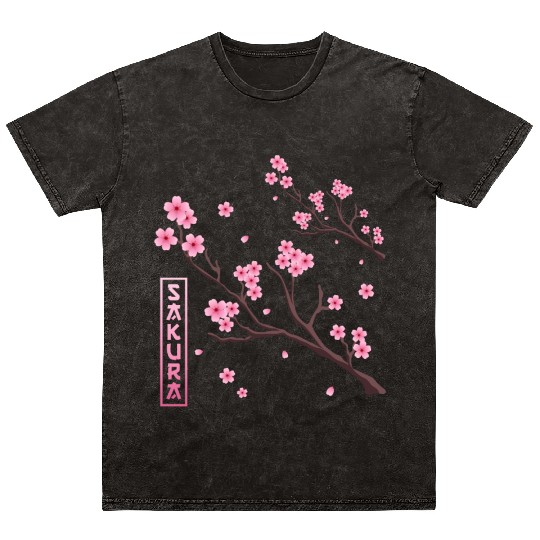 Cherry Blossom Japan Harajuku Manga Japan Sakura Mineral Wash T Shirts