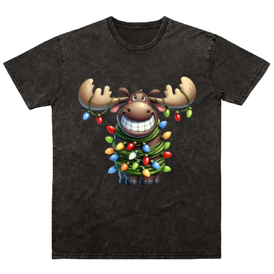 Christmas Merry Christmas For Gift Christmas Moose Mineral Wash T Shirts