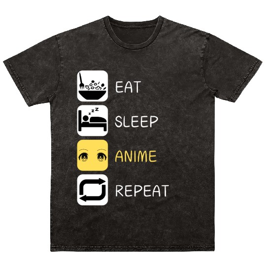 Eat Sleep Anime Repeat Japanese Culture Mineral Wash T Shirts
