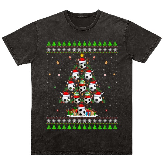 Football Christmas Tree Mineral Wash T Shirts