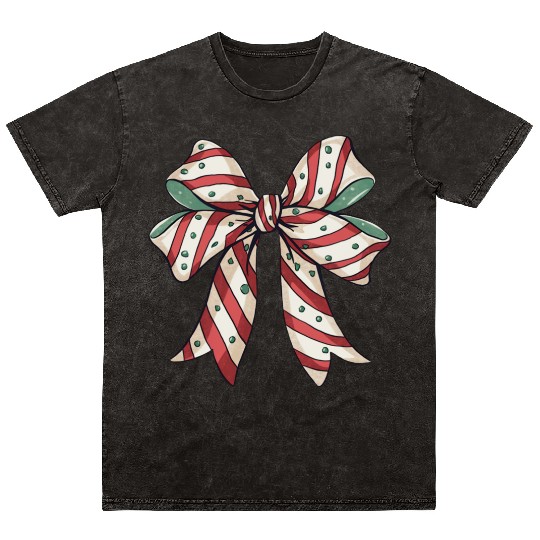 Christmas Coquette bow, Christmas Retro Mineral Wash T Shirts