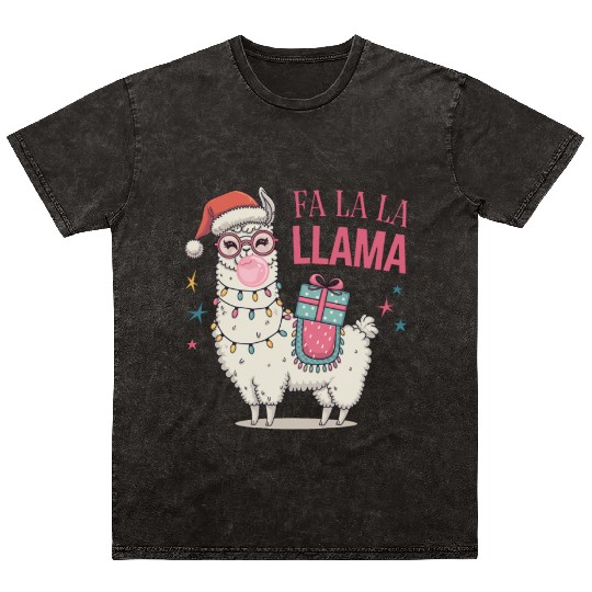 Christmas Llamas, Fa La La Llama Mineral Wash T Shirts
