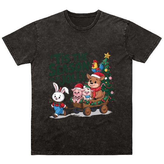 Merry Christmas, Christmas tree retro Mineral Wash T Shirts