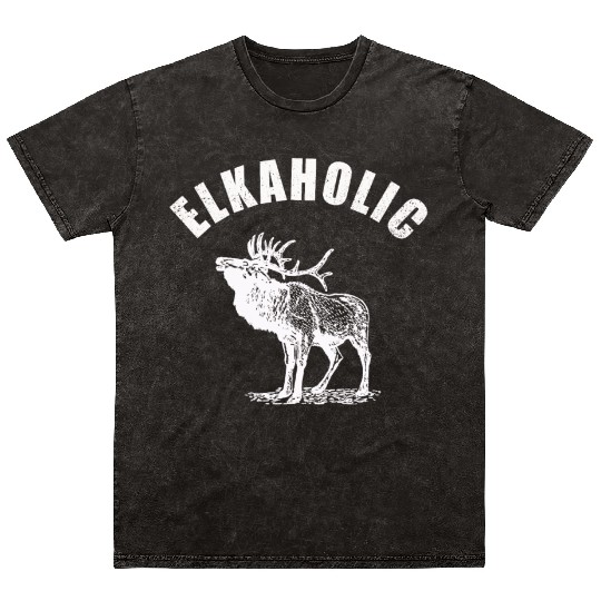 Elk Hunting Elkaholic Hunters Mineral Wash T Shirts