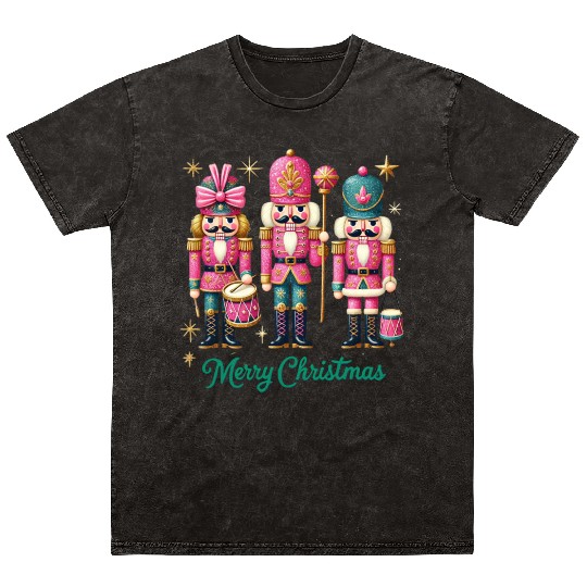Glitter Nutcracker Friends, Merry Christmas Mineral Wash T Shirts