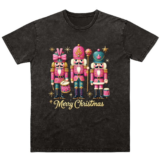 Glitter Nutcracker Friends, Merry Christmas Mineral Wash T Shirts