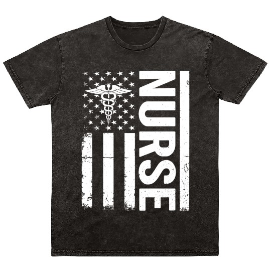Nursing Nurse - Nurse US Flag Mineral Wash T Shirts
