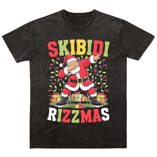 Rizz Christmas Santa Gen Alpha Skibidi Rizzmas Mineral Wash T Shirts