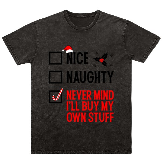 Nice Naughty Funny Holiday Mineral Wash T Shirts