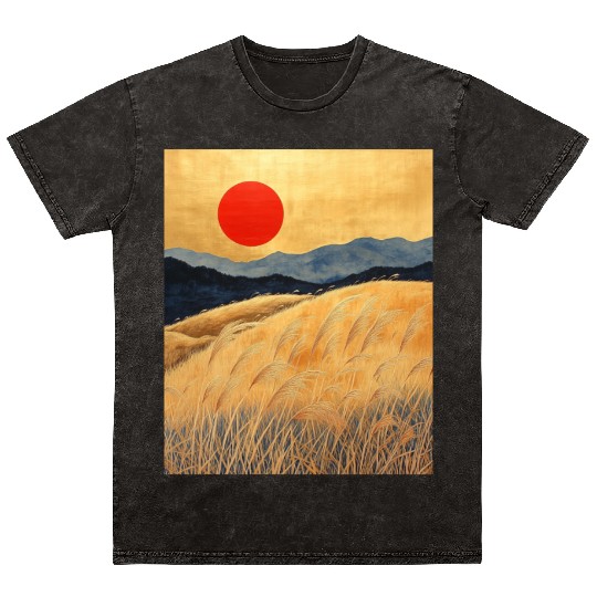 Sunset Serenity: Susuki Fields in Twilight Mineral Wash T Shirts